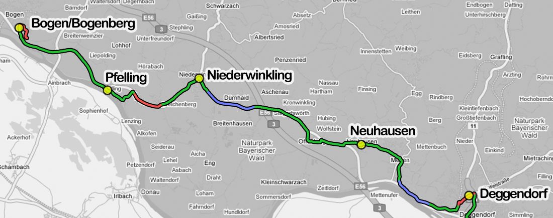 Wegstrecke am Pfingstsonntag